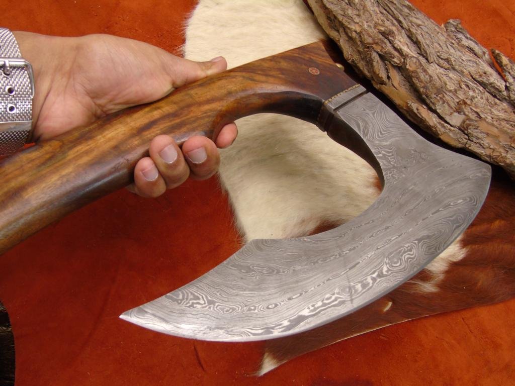 Wikinger Axt Damast Stahl mit Scheide handgeschmiedet Mittelalter Axt MAQ2602 – Bild 5