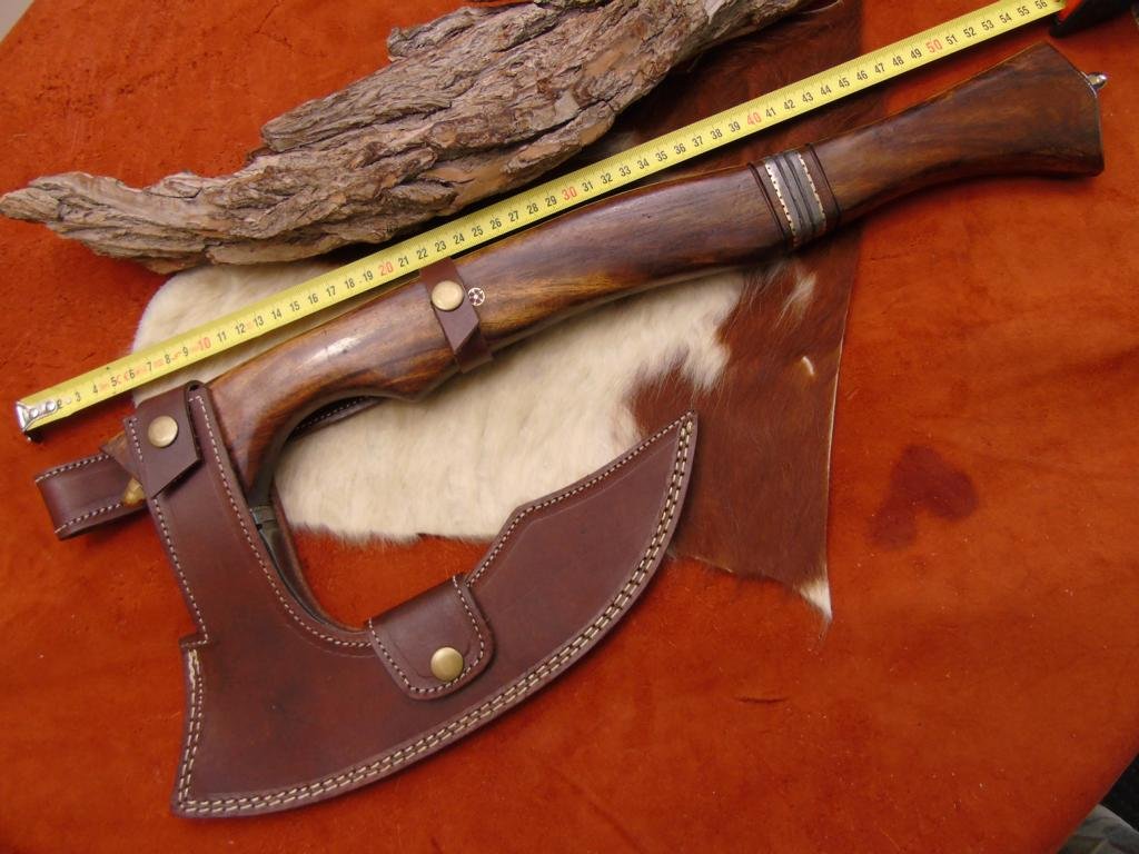 Wikinger Axt Damast Stahl mit Scheide handgeschmiedet Mittelalter Axt MAQ2602 – Bild 3