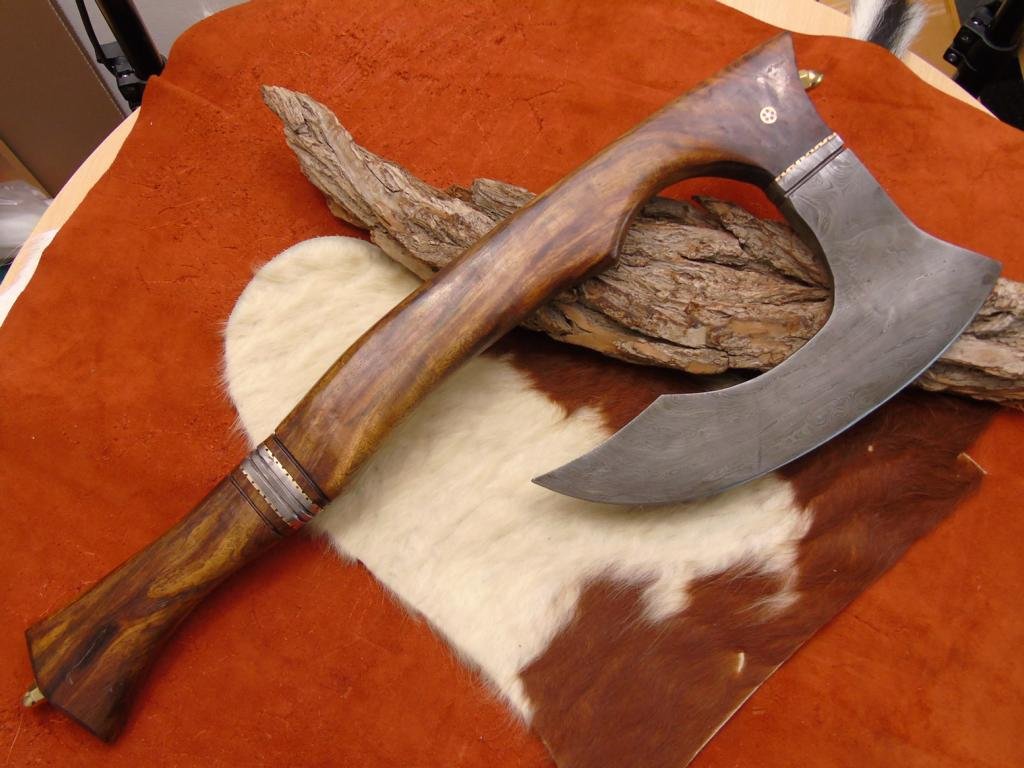 Wikinger Axt Damast Stahl mit Scheide handgeschmiedet Mittelalter Axt MAQ2602 – Bild 4