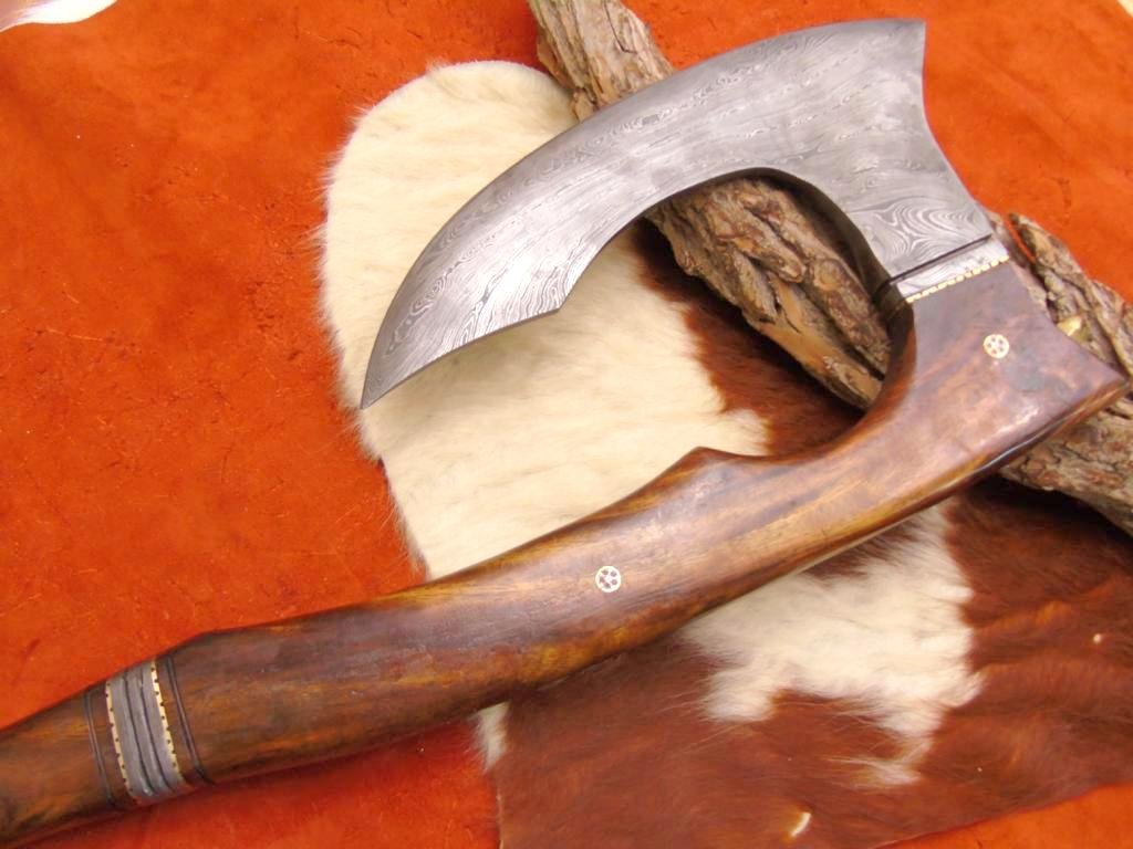 Wikinger Axt Damast Stahl mit Scheide handgeschmiedet Mittelalter Axt MAQ2602 – Bild 2