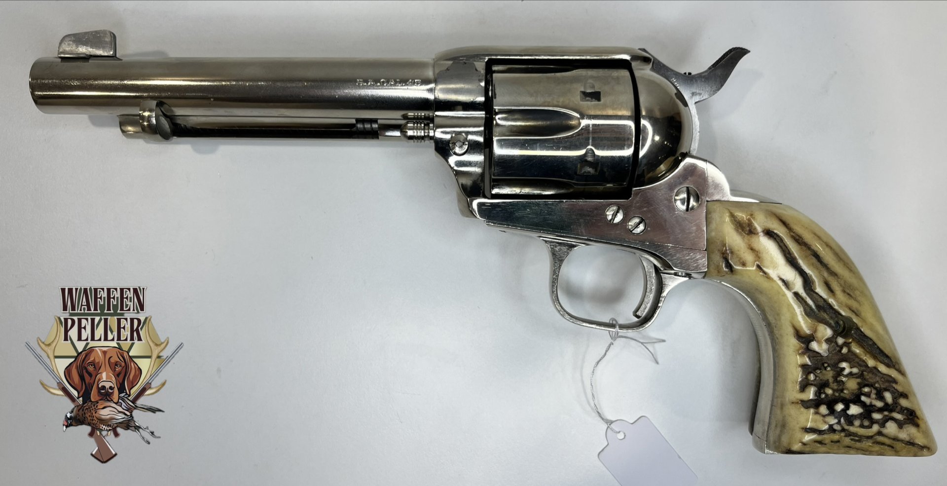 Hege-Uberti Single Action Army 1873 .45 Colt – Vernickelt mit ECHTEN Hirschhorngriffen – Bild 1