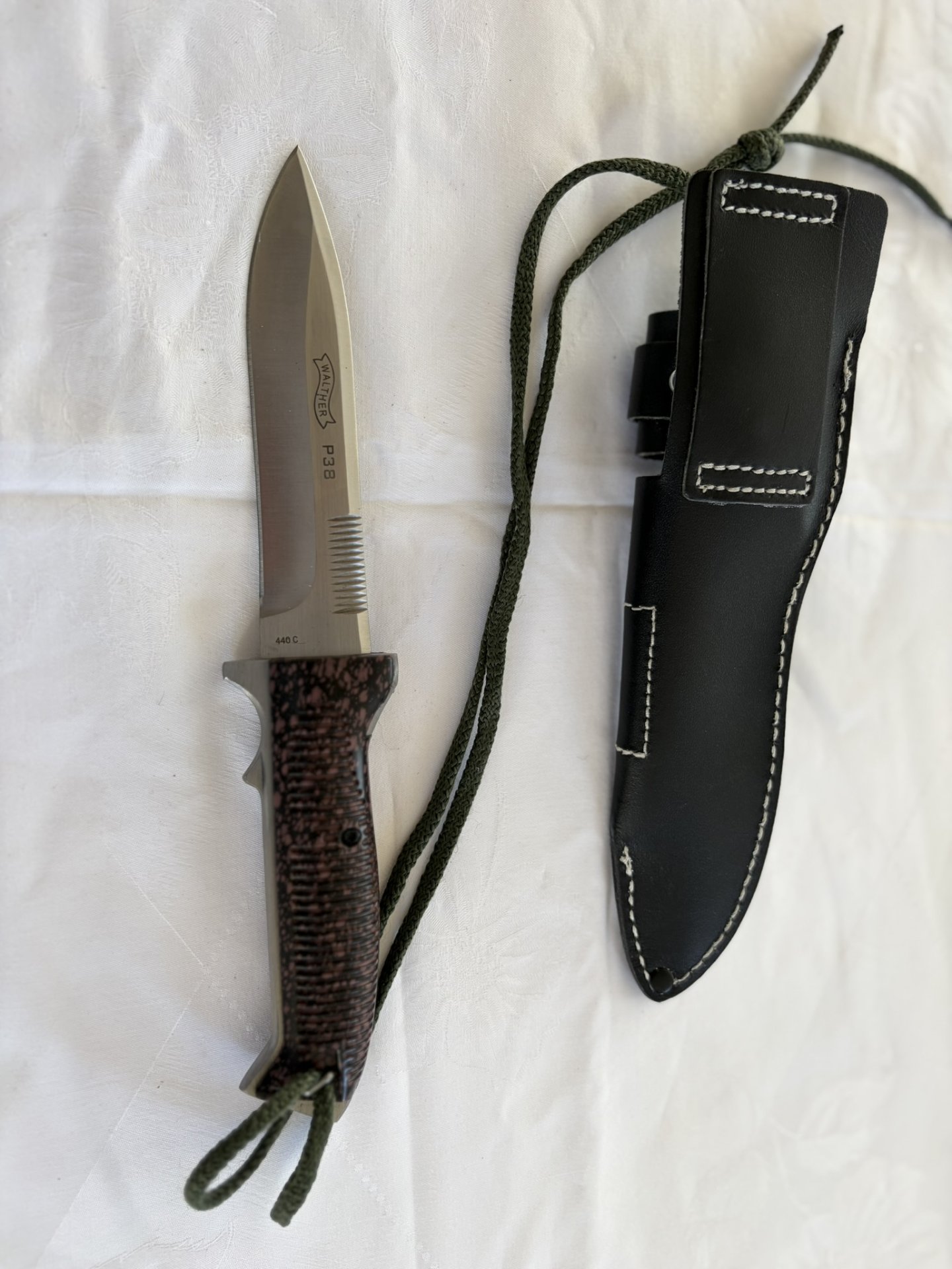 Walther P38 Messer – 440C – sehr neuwertig – mit Original-Lederscheide – Bild 2