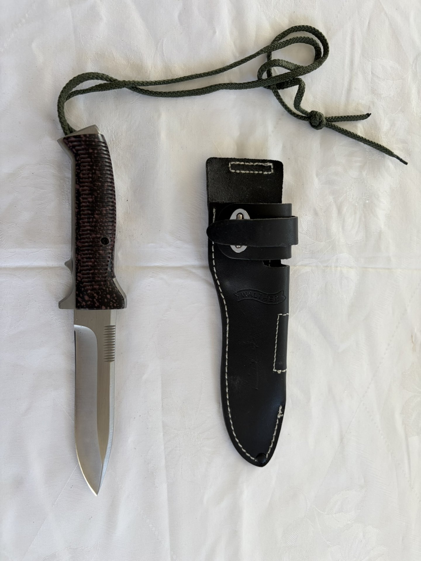 Walther P38 Messer – 440C – sehr neuwertig – mit Original-Lederscheide – Bild 1