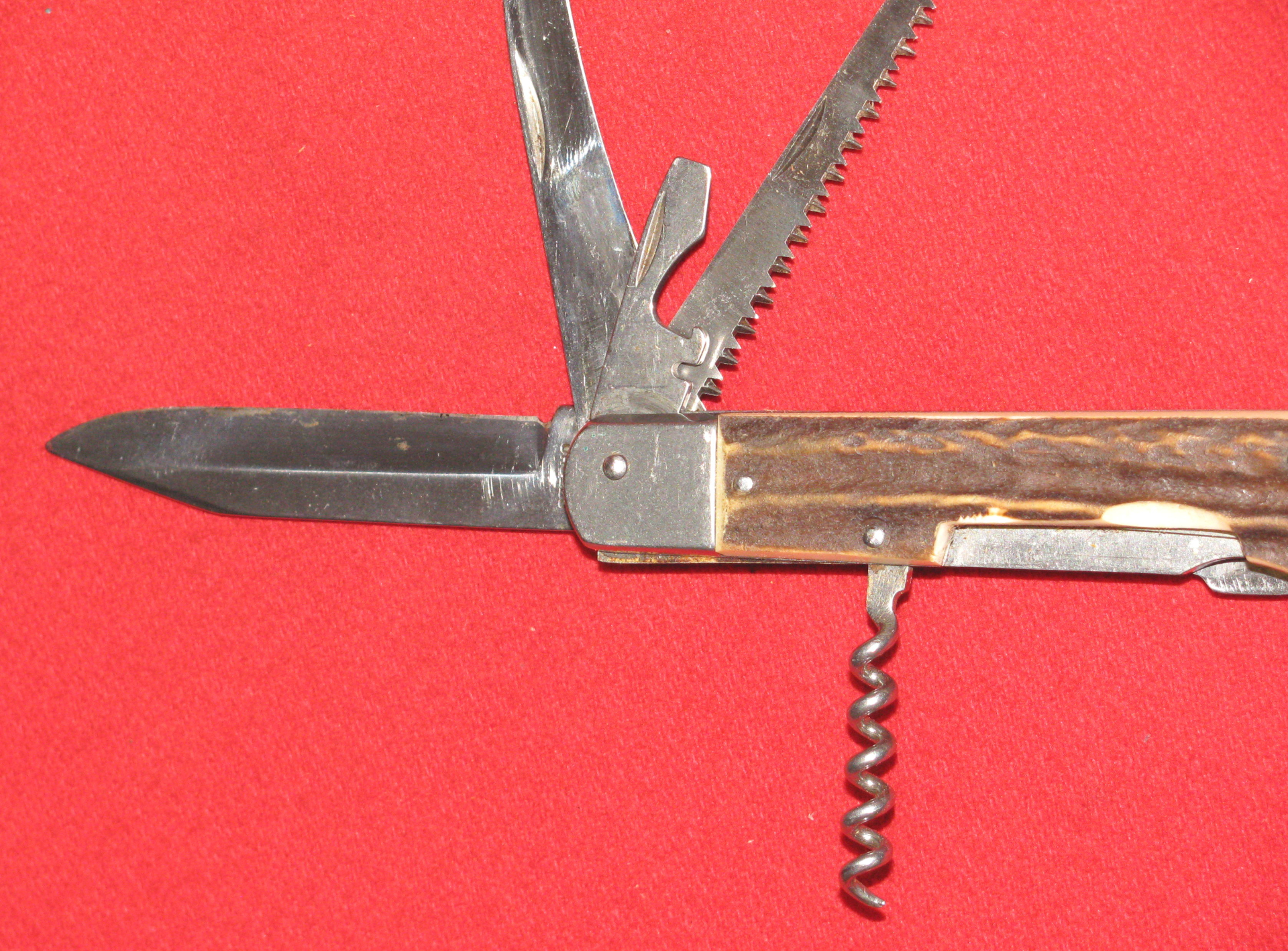 Älteres Taschenmesser mit Horn, MIKOV STAINLESS CZECHO / SLOVAKAI in Lederscheide – Bild 5