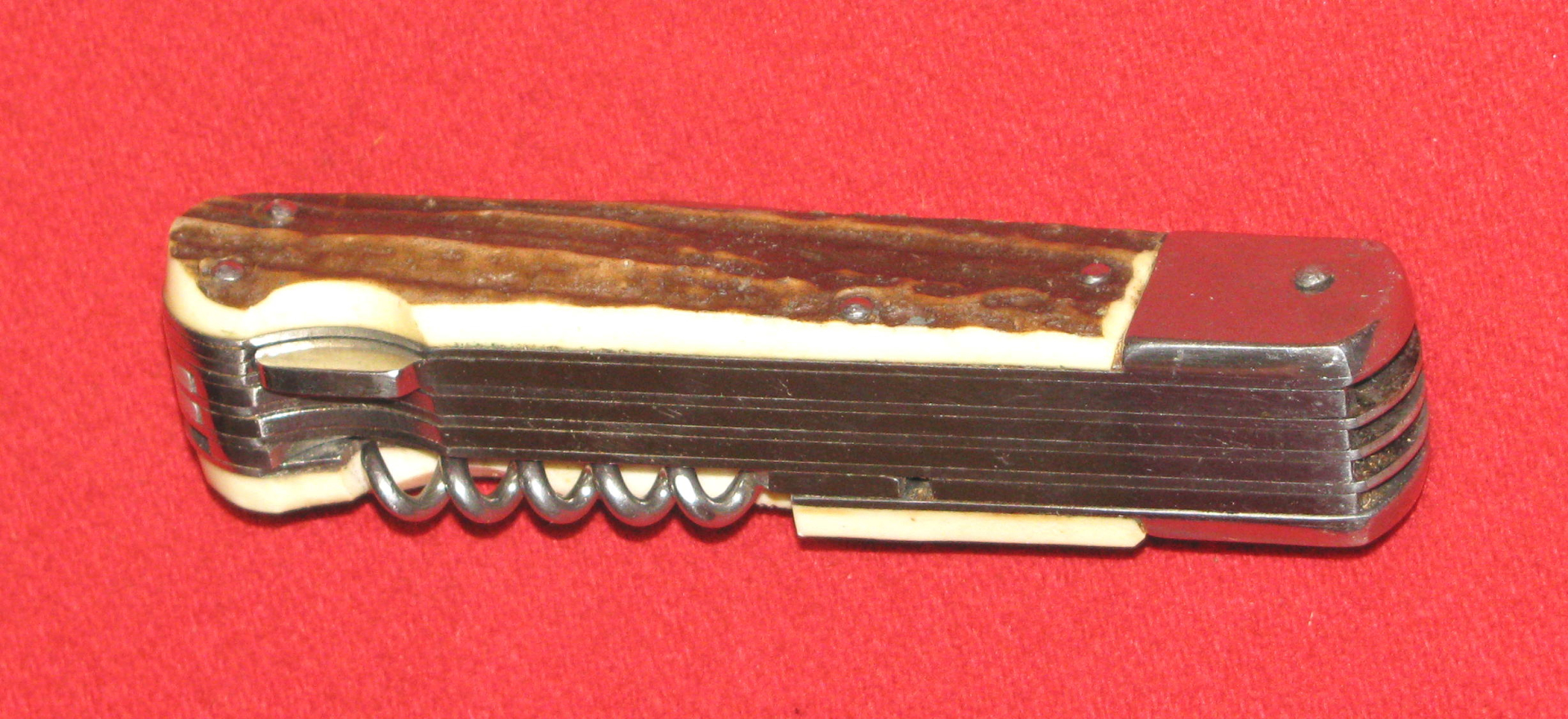 Älteres Taschenmesser mit Horn, MIKOV STAINLESS CZECHO / SLOVAKAI in Lederscheide – Bild 6