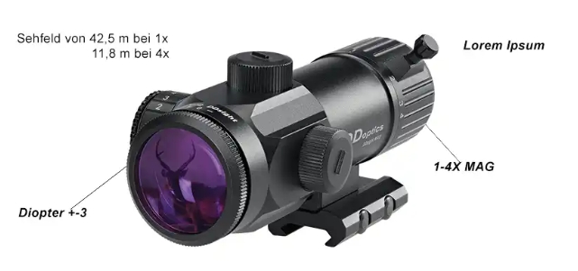 Rotpunktvisier DD Optics DDsight MAG 1-4x22 Reflexvisier Vorführgerät – Bild 3