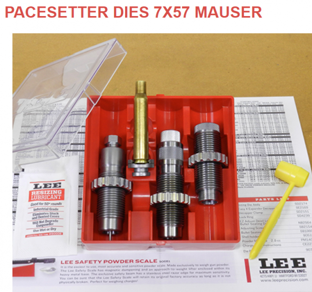 LEE 3-Die-Pacesetter Langwaffen Matrizensatz-SET Full-Length | 7x57 Mauser 7mm x 57 R 7x57R #90541 – Bild 1
