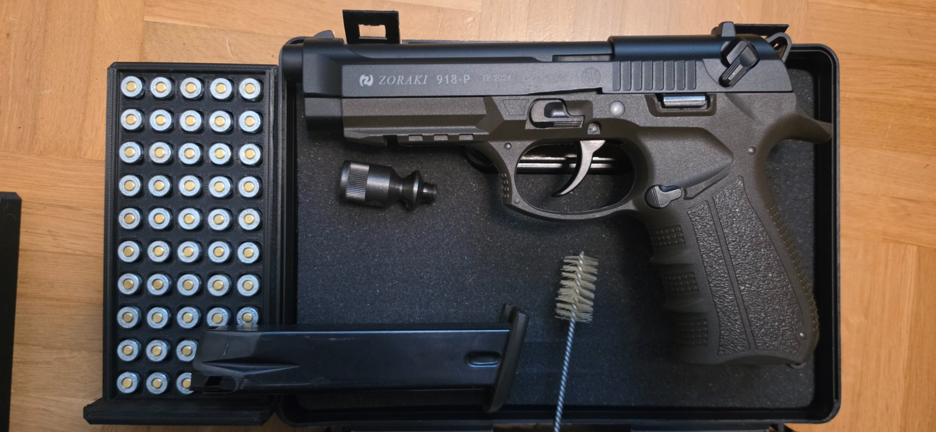Zoraki 918-P (Schwarz / OD-Green) – 9mm P.A.K. – PTB 1072 – Ungeschossen + 50 Schuss Munition – Bild 1