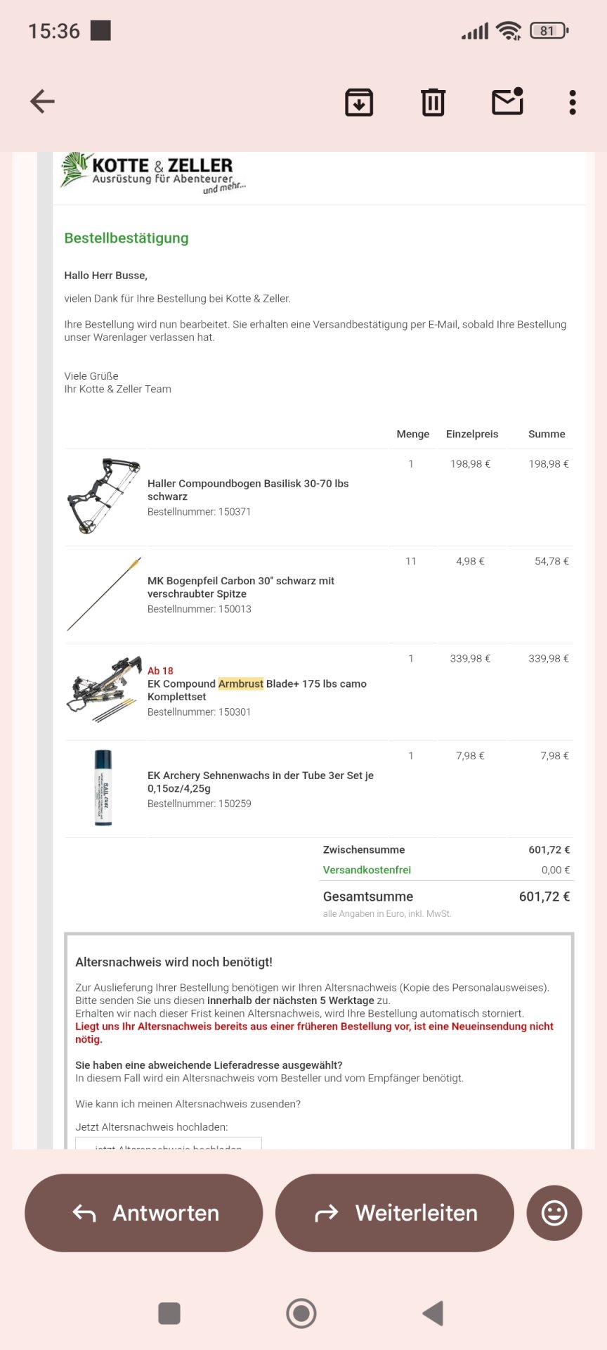 EK Archery Blade+ Armbrust + Haller Compoundbogen – Komplettpaket – Bild 1
