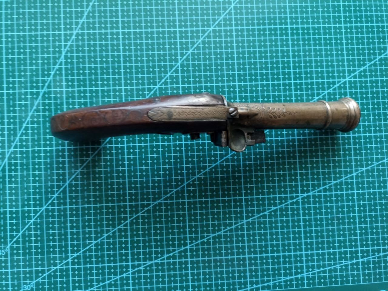 Historische Marinepistole, aus Bronze - Steinschloss, 18./19. Jahrhundert – Bild 5