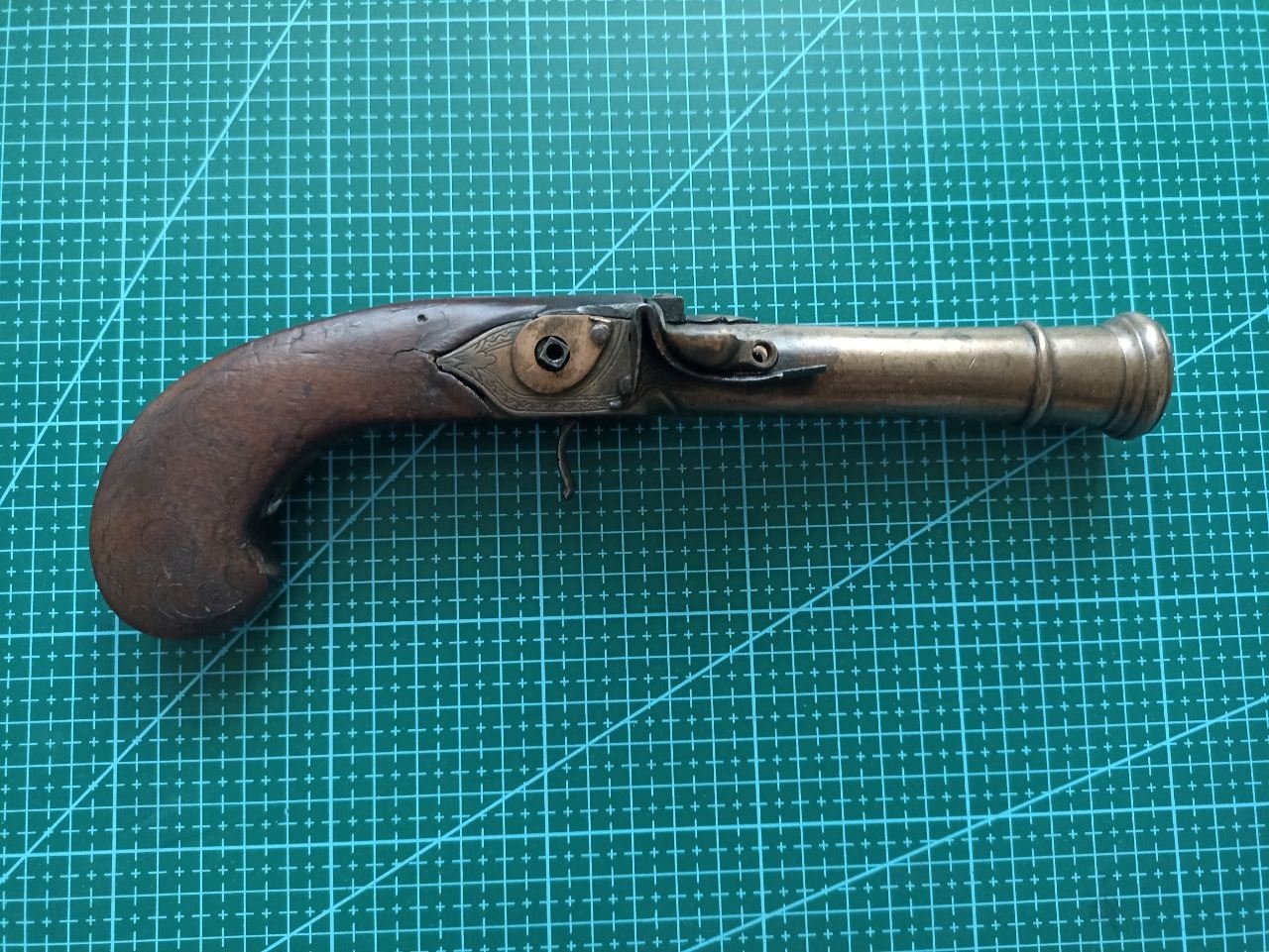 Historische Marinepistole, aus Bronze - Steinschloss, 18./19. Jahrhundert – Bild 2