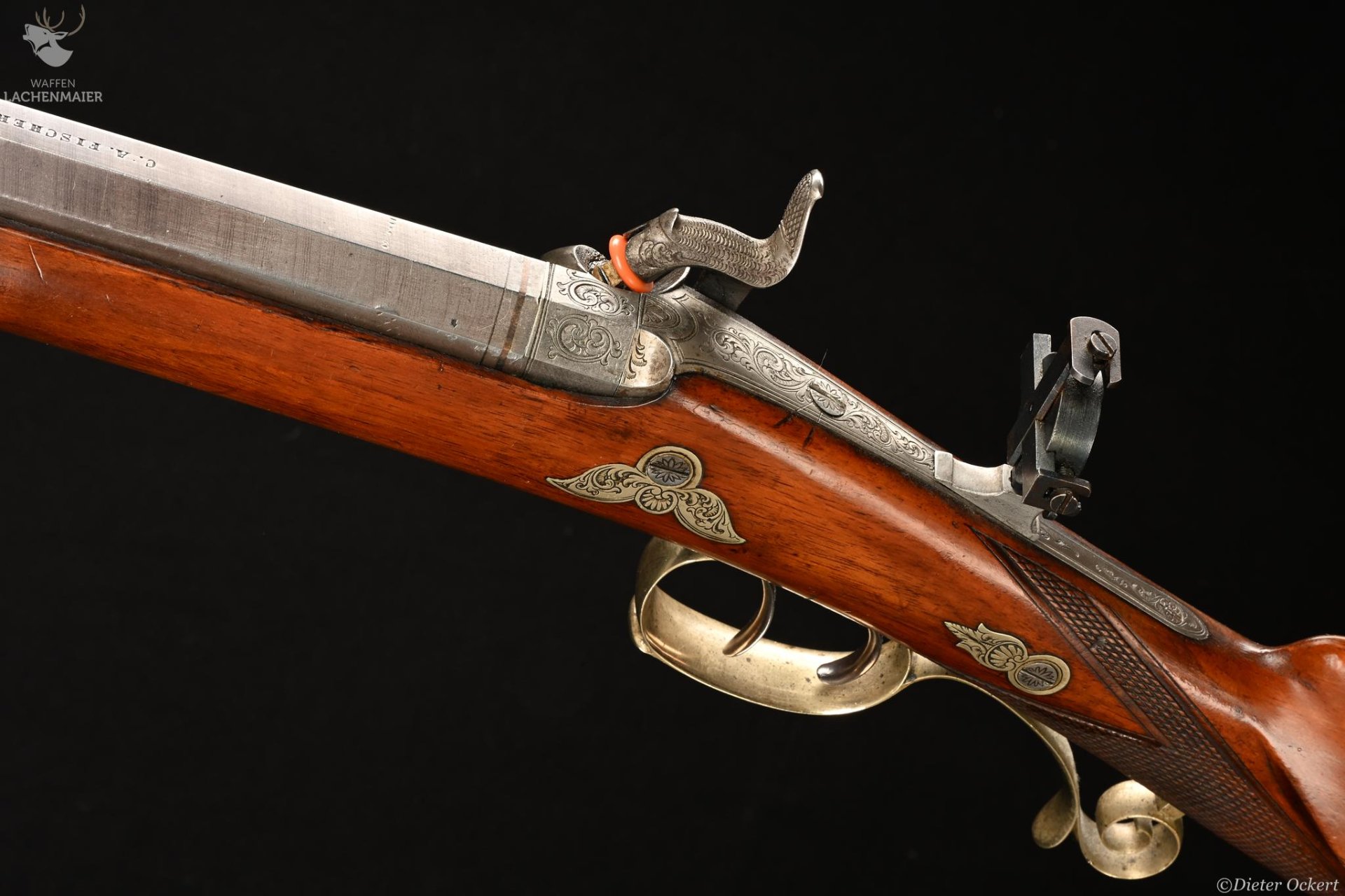C.A.Fischer & Sohn in Lübeck Hofbüchsenmachermeister Jagdliche Perkussion Büchse Kaliber ca. 12,8mm – Bild 2