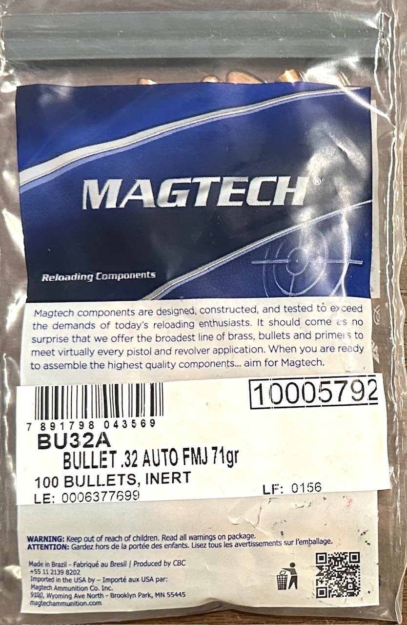 Magtech Geschosse, .32 (7,65Luger, .30Auto) FMJ 71gr – Bild 1
