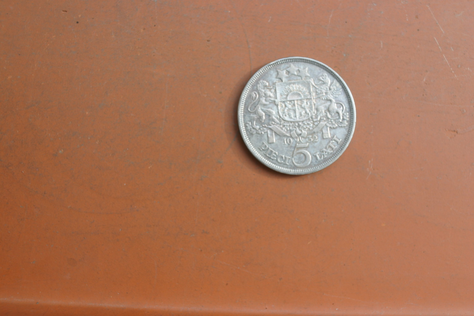 Silbermünze 5 Lati Lettland v 1932 – Bild 1