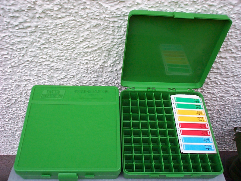 " Mit Scharnier"MTM CASE-GARD P-100er Patronenbox für .45 ACP/.40 S&W/10 MM Auto grün – Bild 1