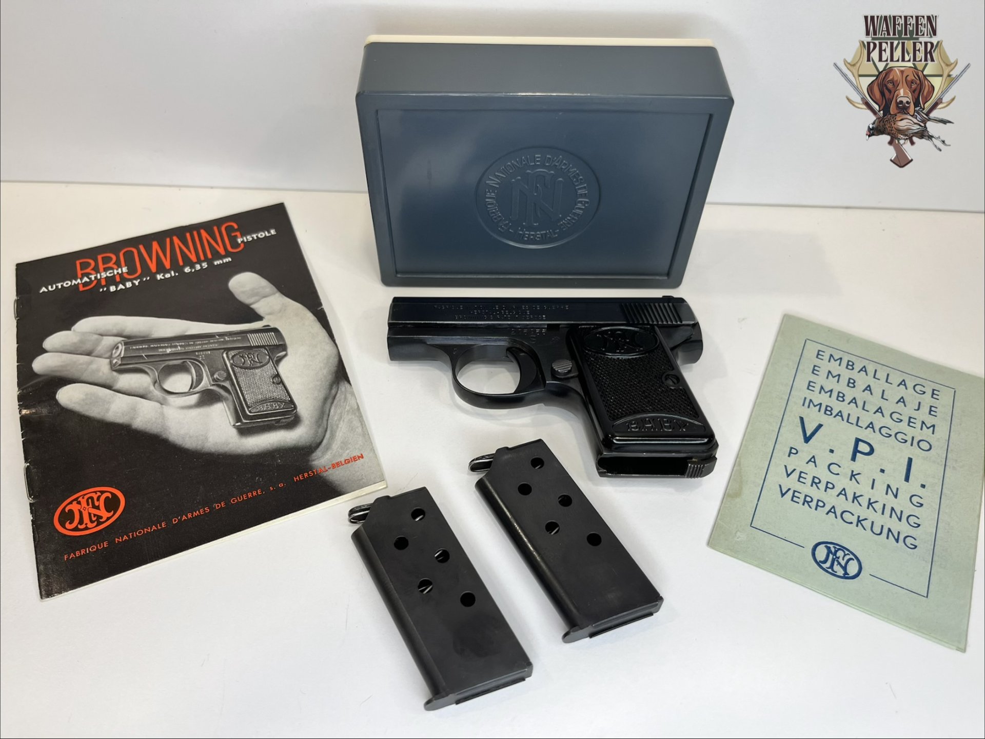 FN Browning Baby 6,35 mm Browning – Neuwertiger Zustand in OVP mit Anleitung & 2 Magazinen – Bild 1