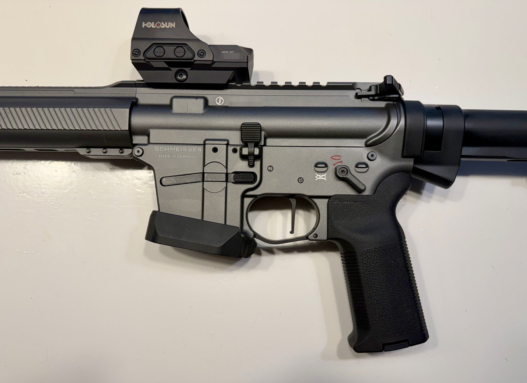 Schmeisser AR15-9 S4F Sport Dynamic PCC – 10,5" – Grey – 9 mm Luger – mit Holosun HS510C, Koffer und – Bild 2