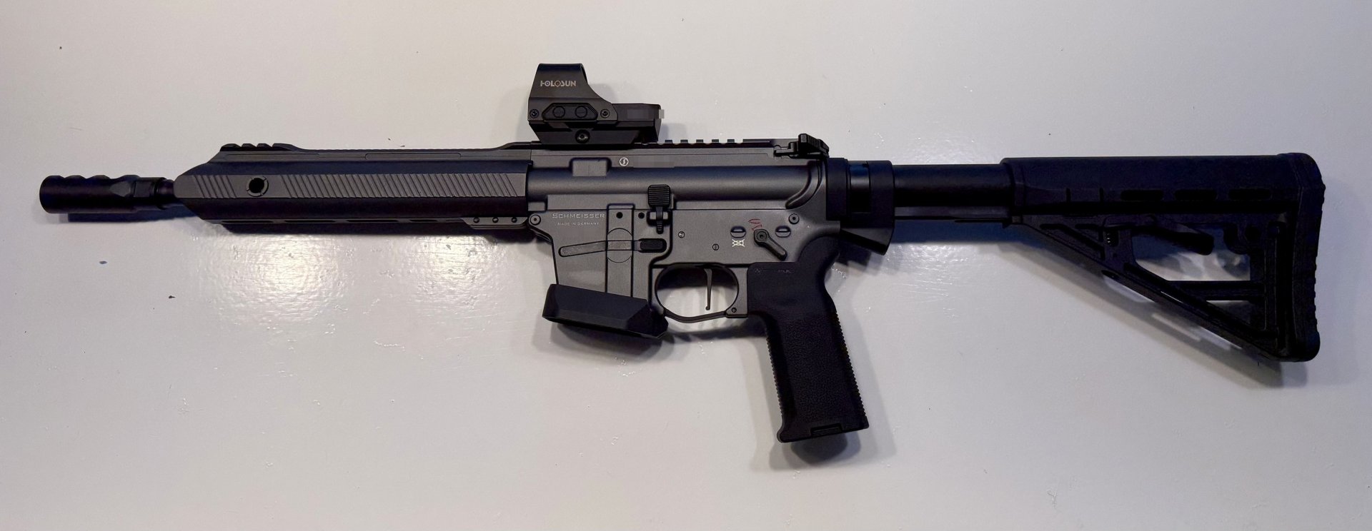 Schmeisser AR15-9 S4F Sport Dynamic PCC – 10,5" – Grey – 9 mm Luger – mit Holosun HS510C, Koffer und – Bild 1