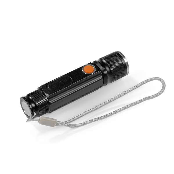 MAXXMEE Mini-Taschenlampe wiederaufladbar Schwarz mit zuschaltbarer Arbeitsleuchte und Magnet – Bild 1