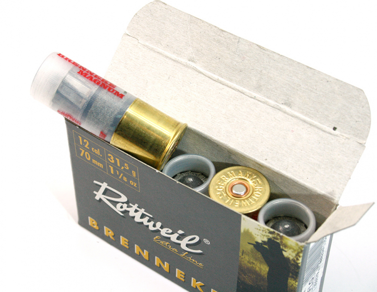 5 Schuss Jagd Schrotpatronen FLG Slug Flintenlaufgeschoss ROTTWEIL BRENNEKE 12/70 31,5 FLG MAGNUM – Bild 1