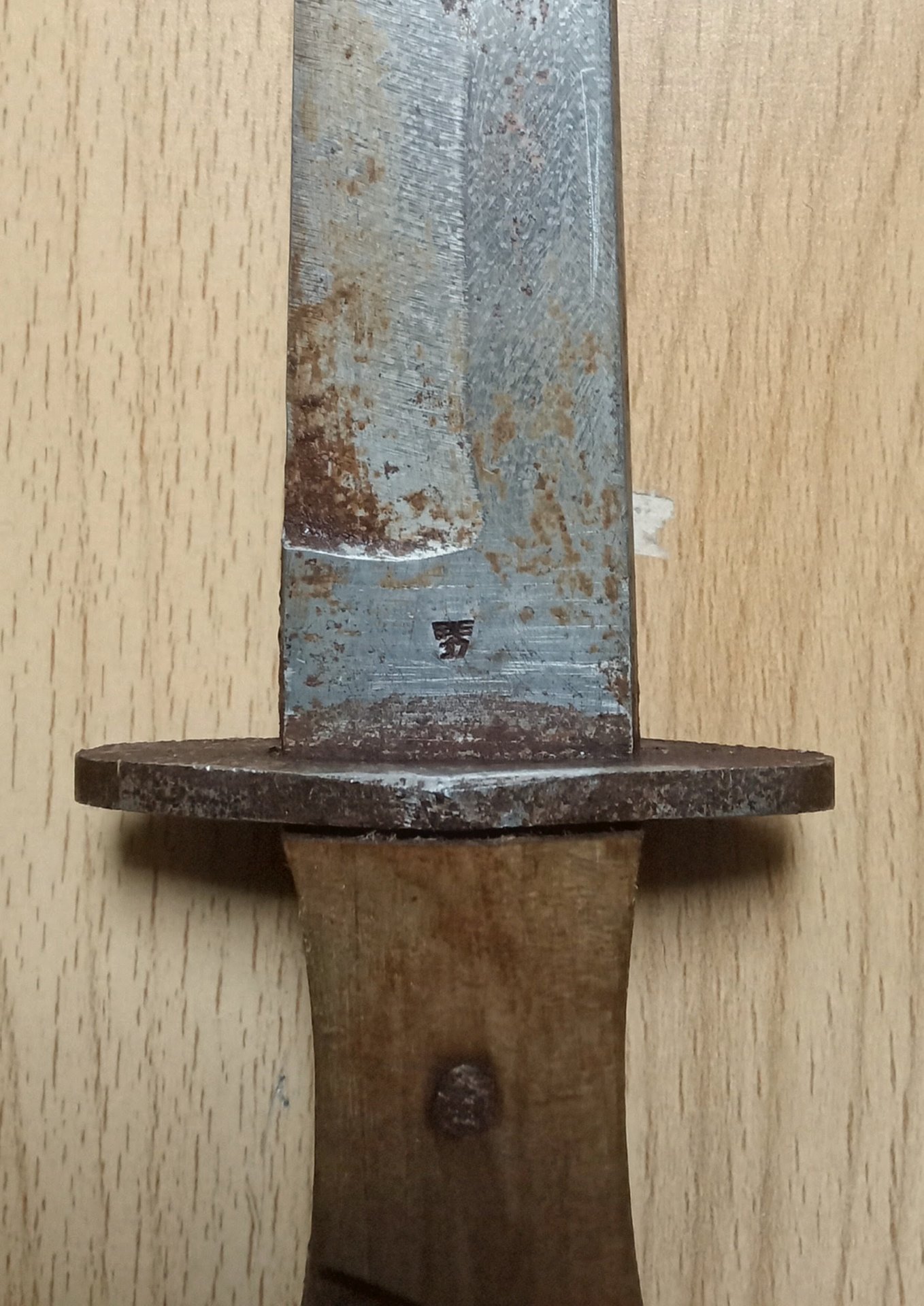 Originaler Grabendolch Infanteriemesser M1915 1.WK mit originaler Klammerscheide Klinge gestempelt – Bild 3