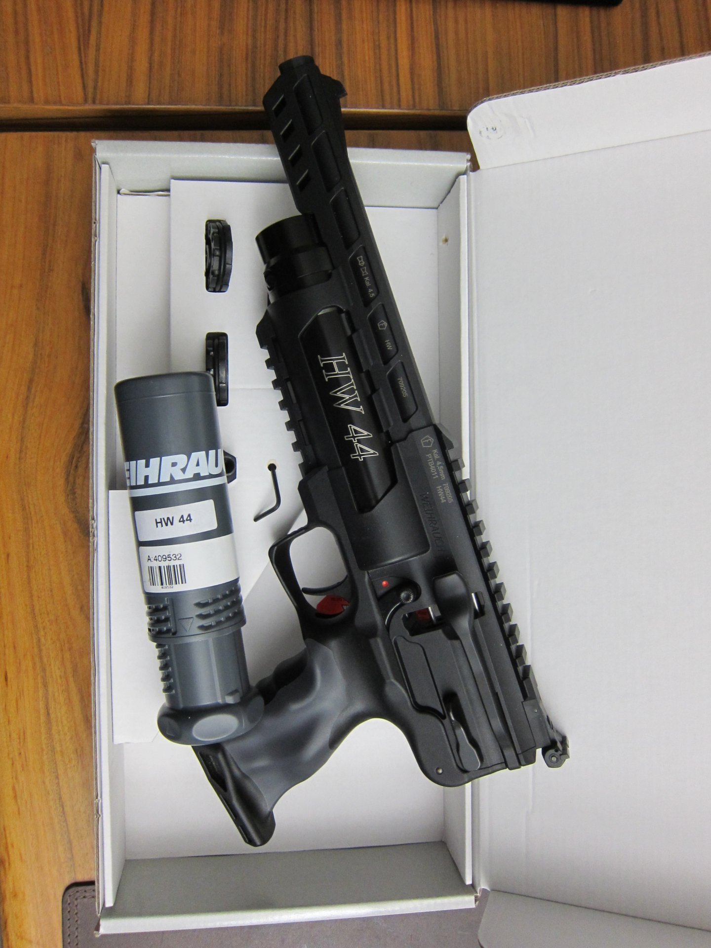 Weihrauch HW 44 Luftpistole Kaliber 4,5 mm mit Schalldämpfer – Bild 4
