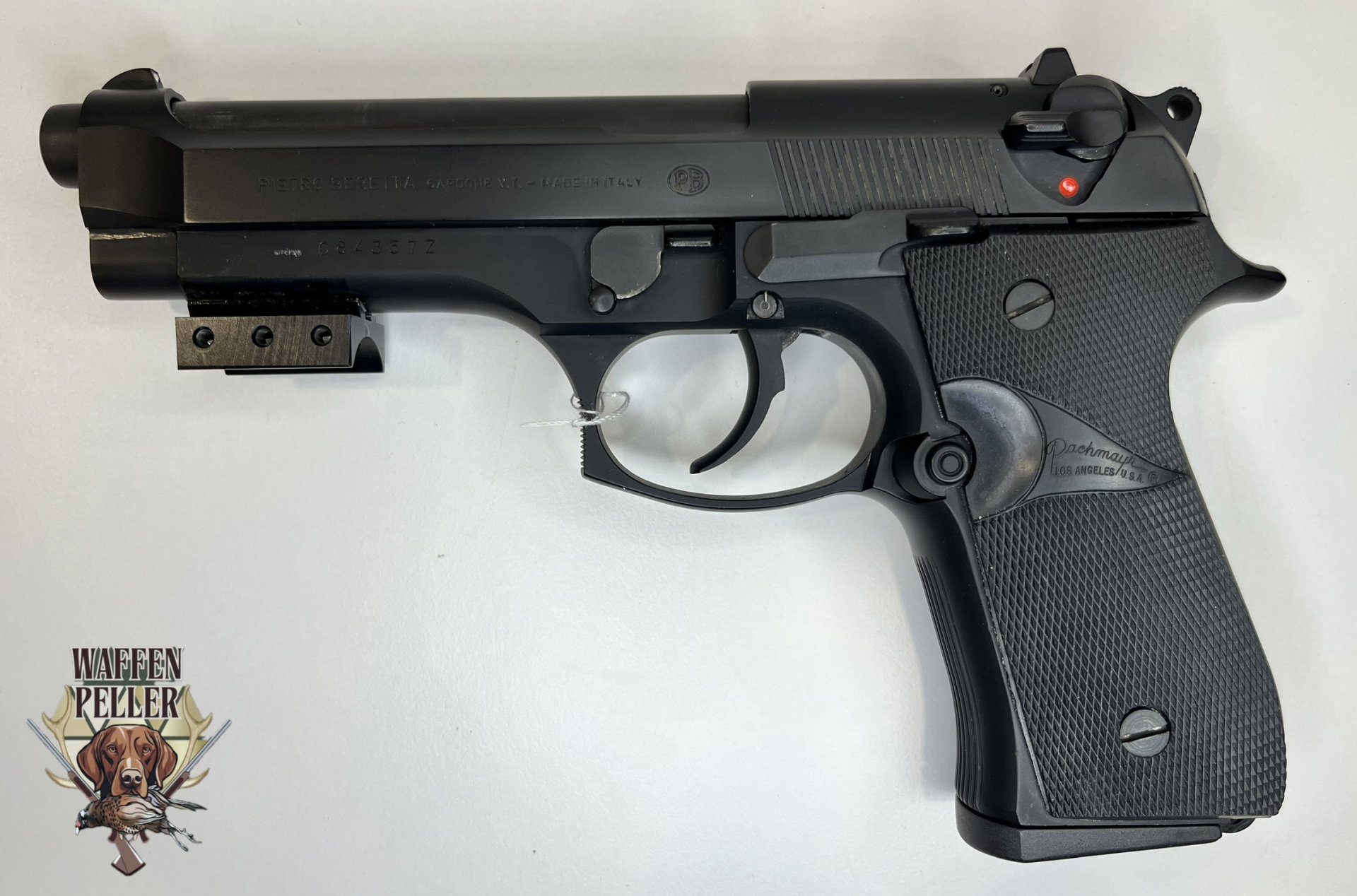 Pistole Beretta Mod. 92 F (Kal. 9mm Para) – inkl. Pachmayr-Griffen, Picatinny-Schiene & OVP-Anleitun – Bild 2