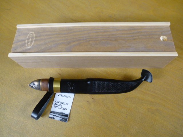 Marttiini Messer - SALMON KNIFE / Lachsmesser - Griff aus Maserbirke - Lederscheide in OVP – Bild 2