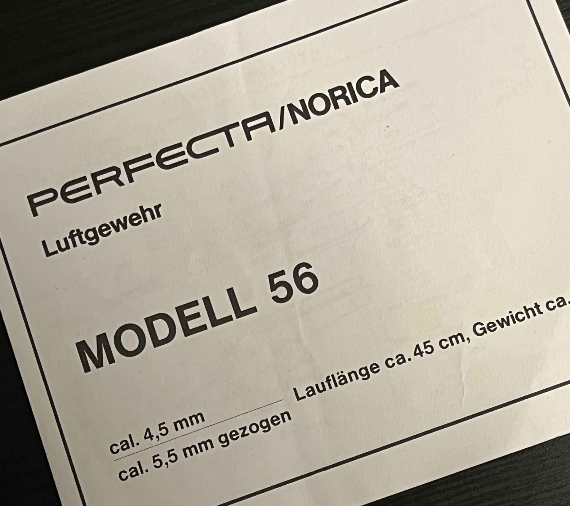 Bedienungsanleitung Original für Umarex / Norica/ Perfecta Modell 56 Luftgewehr – Bild 1