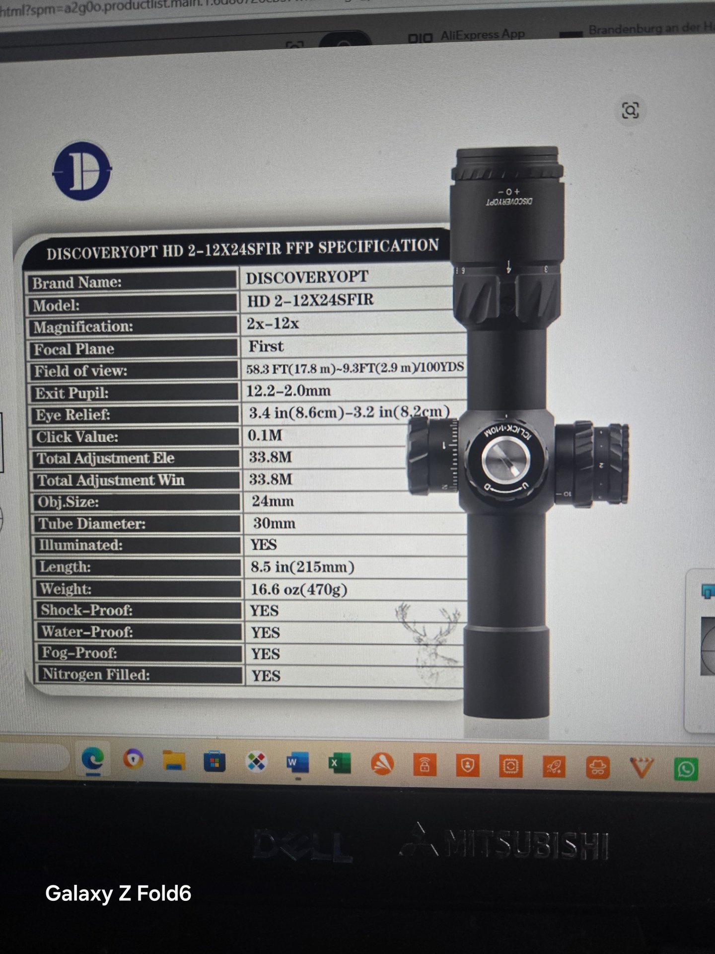 Discoveryopt HD 2-12X24 SFIR FFP beleuchtetes Zielfernrohr 215 mm LPVO mit Montage – Bild 13