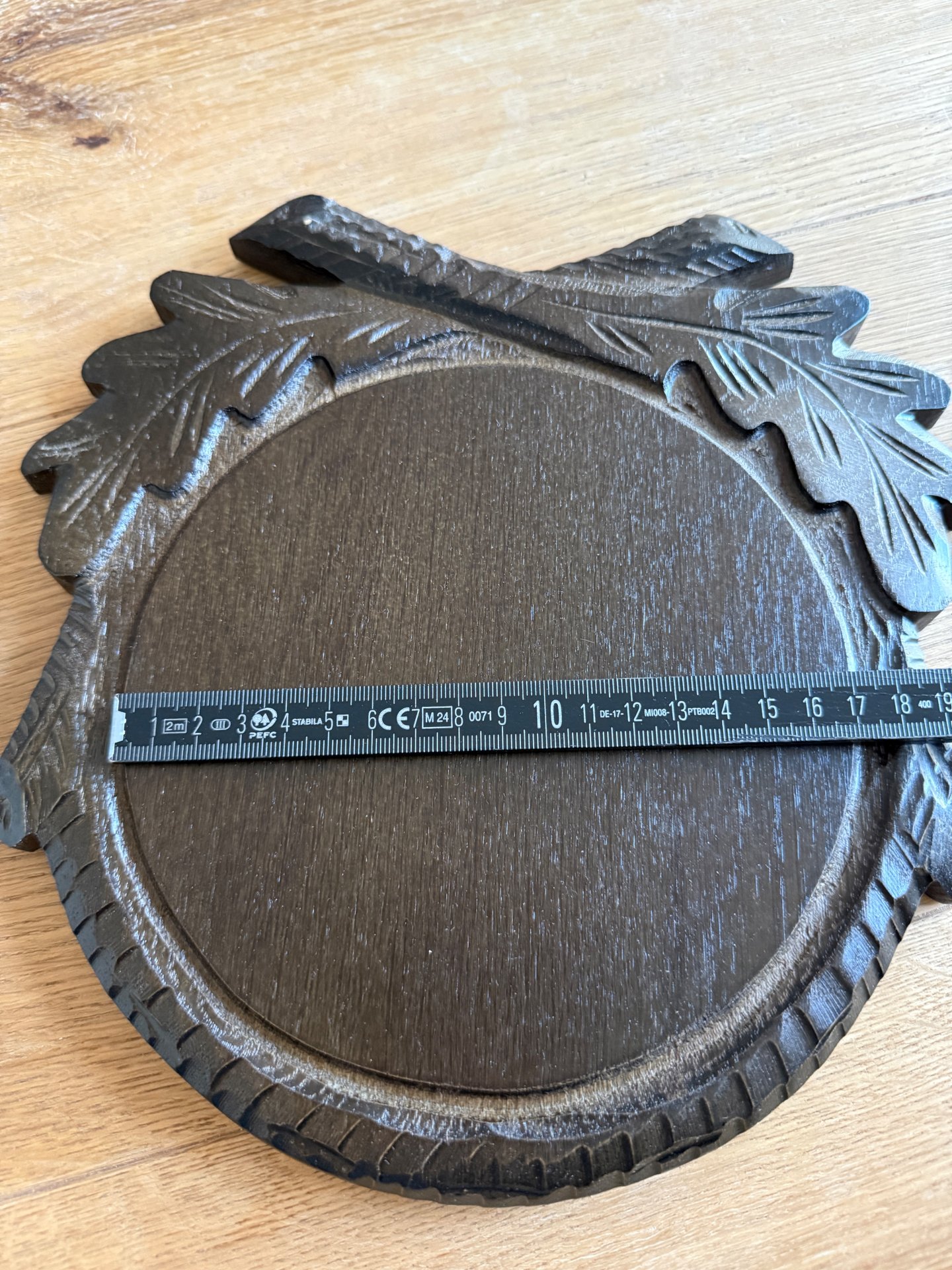 Keiler Scheibe Trophäen geschnitzt Brett braun 17cm – Bild 2