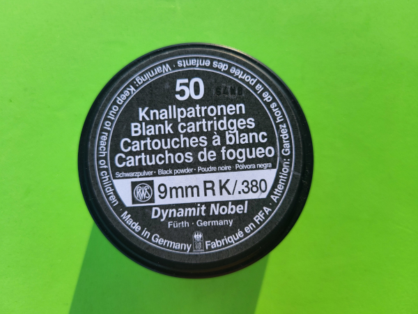 RWS Knallpatronen Cal. 9mm RK, Schwarzpulver – Bild 1