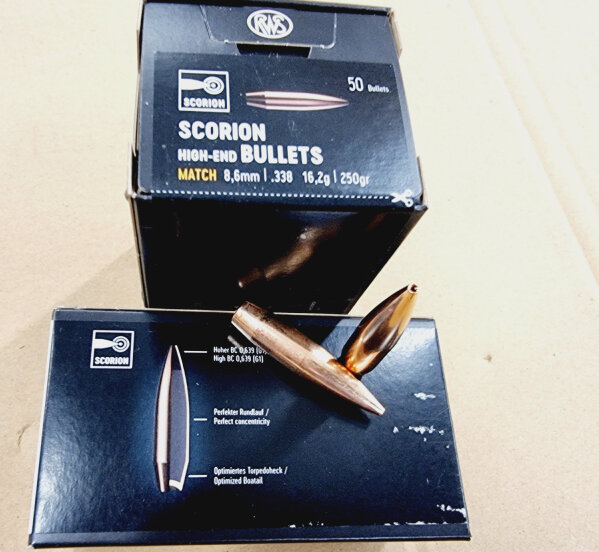 .338/250grs RWS Scorion Match Geschosse 50 stk. # SSZ Berka – Bild 1