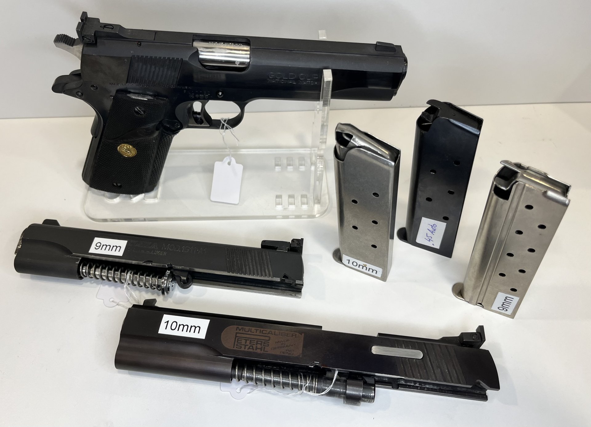 Colt Gold Cup MK IV .45 Auto + Peters Stahl 10mm Auto + Frankonia 9mm Luger – 3-Kaliber-Set! – Bild 2