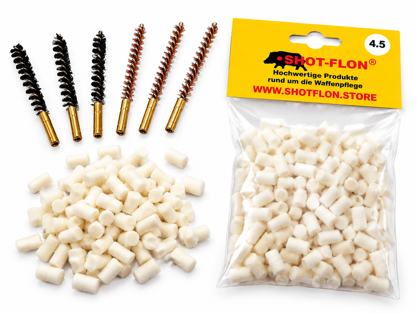 Reinigungsset 4.5 mm -200 St. Filzreiniger -Je 3 St. Bronze- u. Kunststoffbürsten – Bild 1