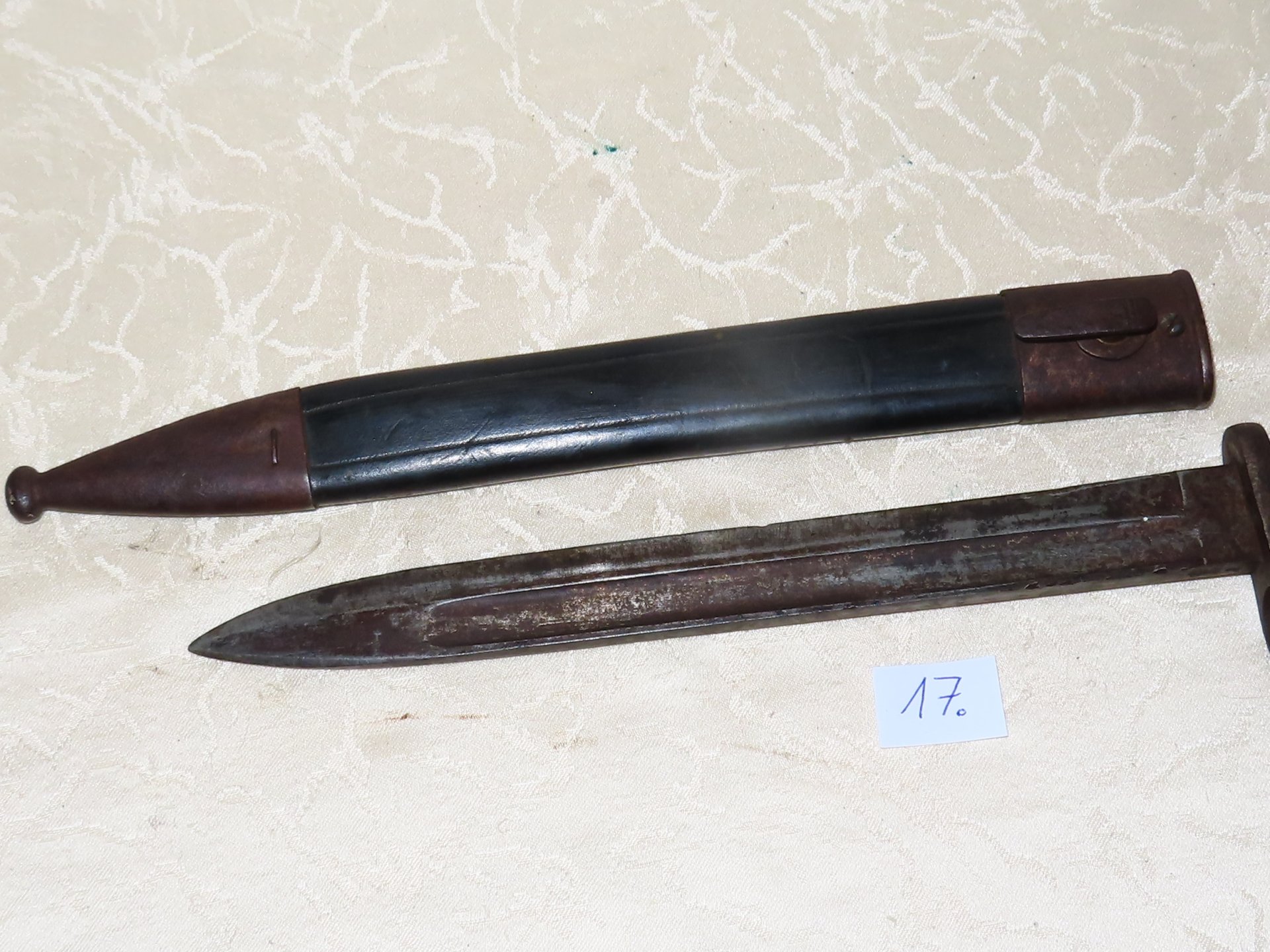 Bajonett mit Lederscheide Regiment gestempelt 125.R.1. 71., Weyerberg Kirschbaum Solingen N17 – Bild 2
