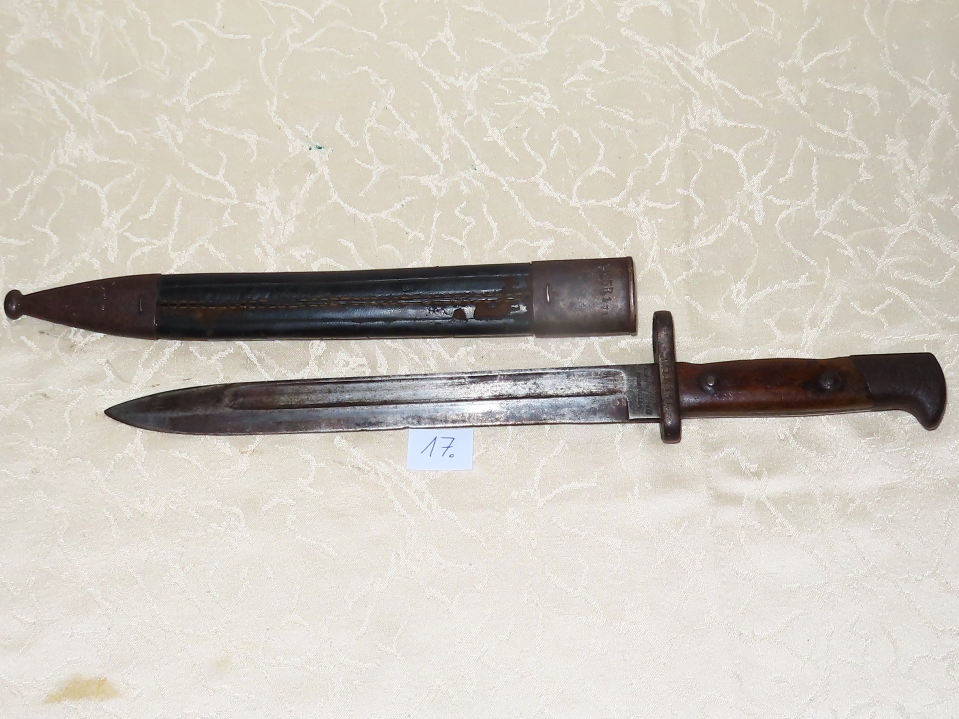 Bajonett mit Lederscheide Regiment gestempelt 125.R.1. 71., Weyerberg Kirschbaum Solingen N17 – Bild 4