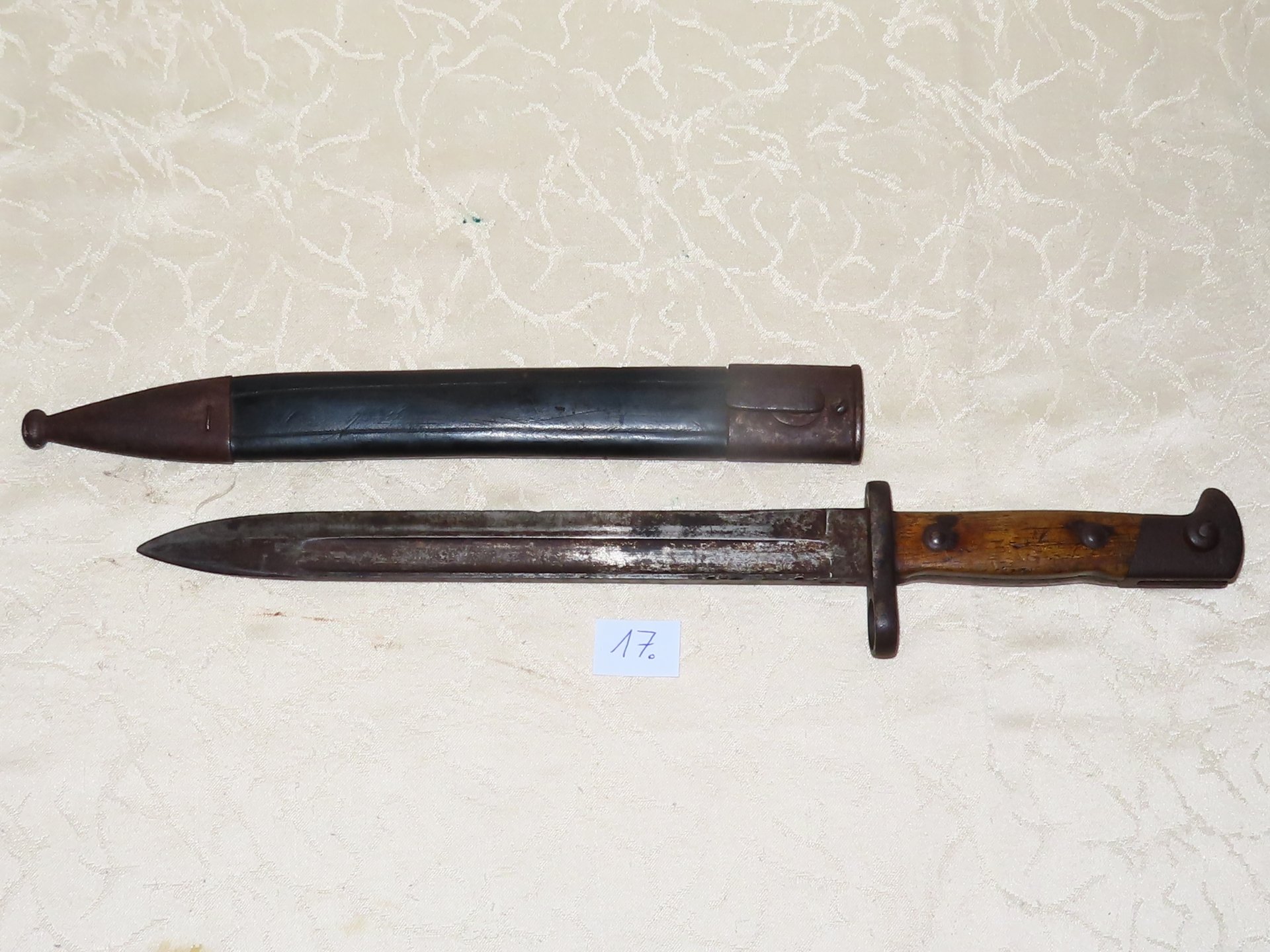 Bajonett mit Lederscheide Regiment gestempelt 125.R.1. 71., Weyerberg Kirschbaum Solingen N17 – Bild 1