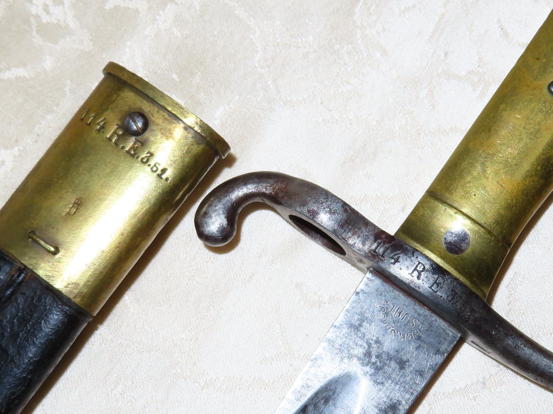 Infanterie Seitengewehr Hersteller BEBR. Simson Suhl, Regimentsstempel 114.R.E.3.51. M 1871 N20 – Bild 6