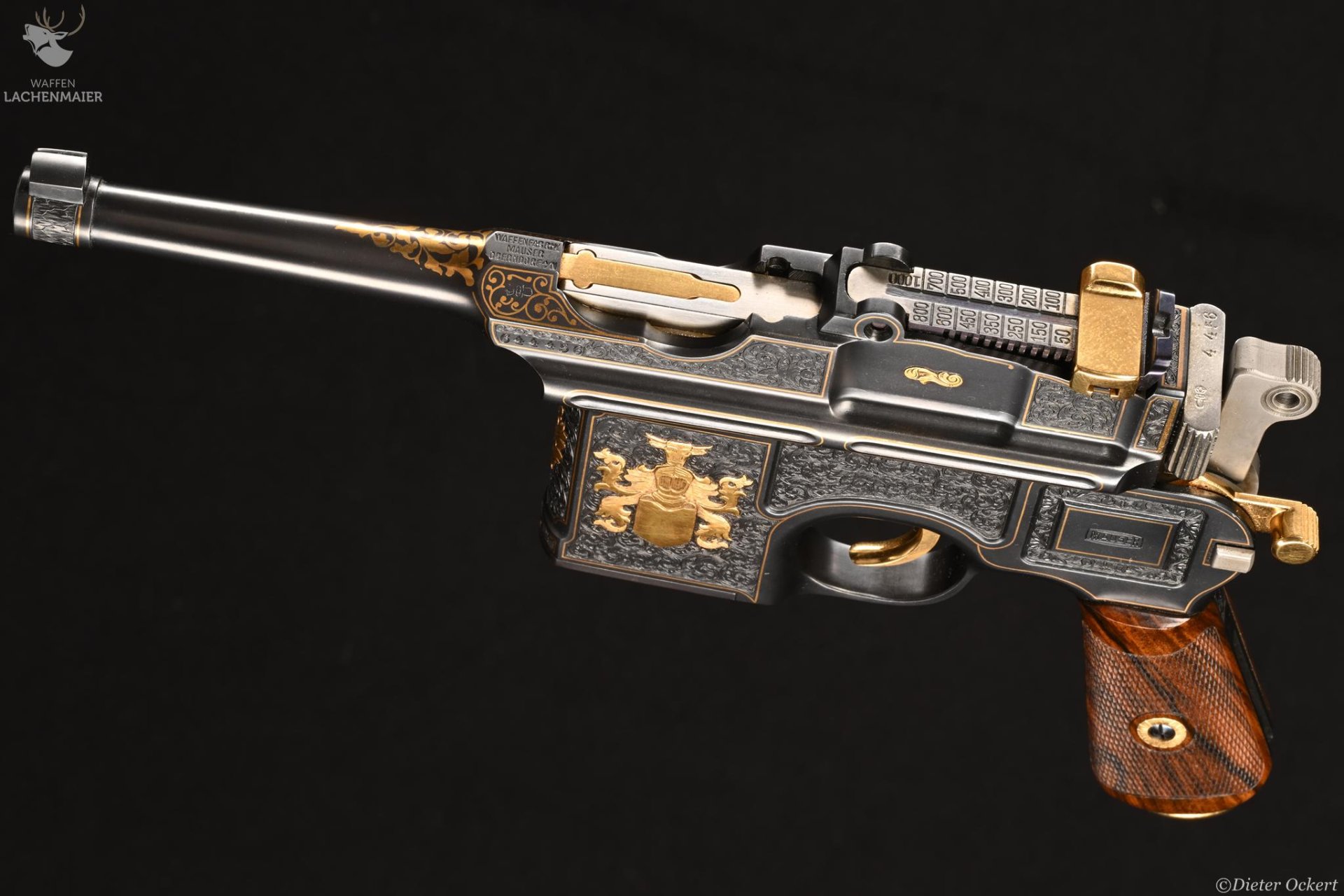 Mauser / Oberndorf C96 graviert Einzelstück im Präsentationskasten Kaliber 7,63mmMauser – Bild 2