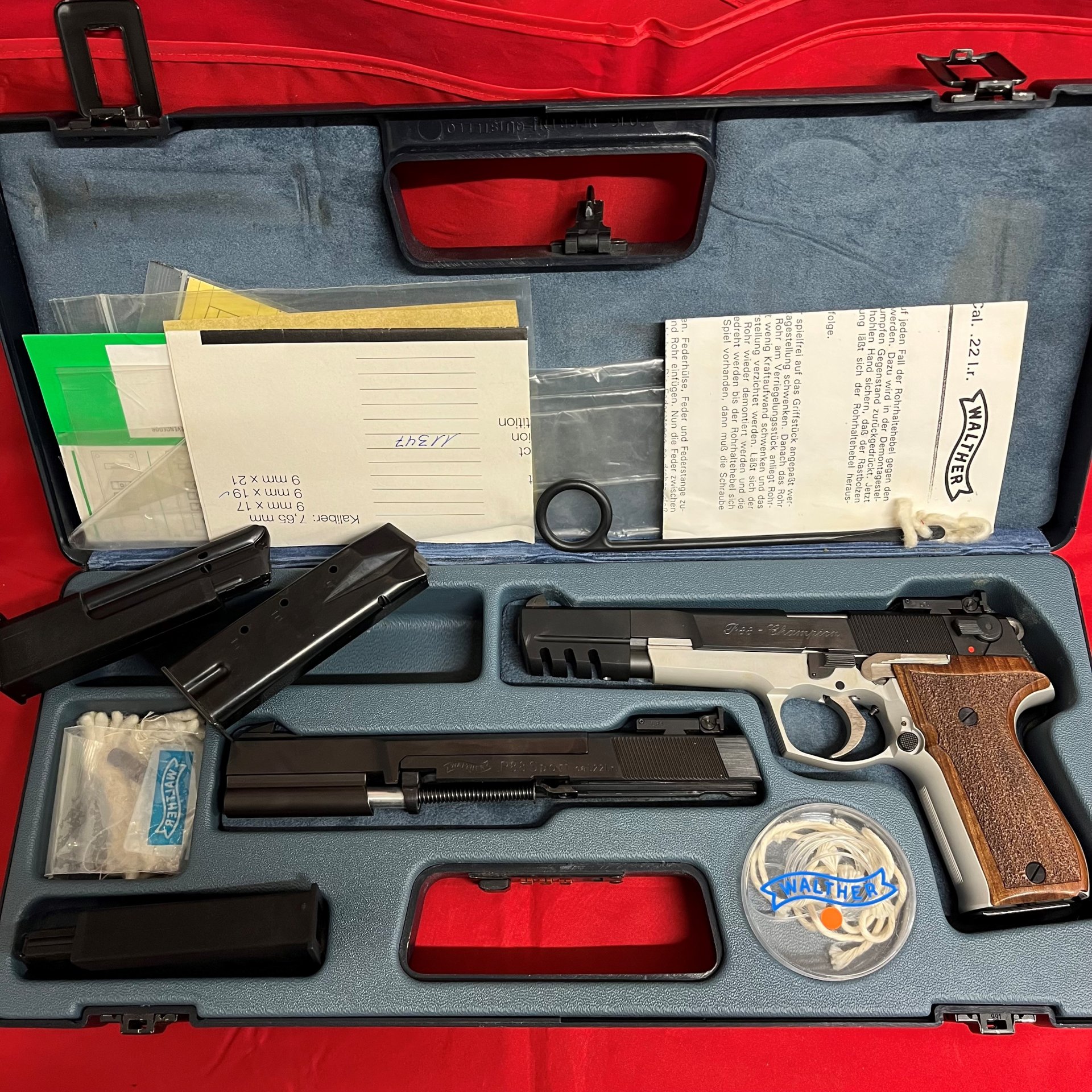 Walther P88 Champion + Wechselsystem - 9mm Luger/.22lr - Halbautomatische Pistole | Magazin+Koffer – Bild 1