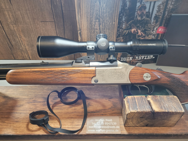 Blaser ES 70 Bockbüchsflinte mit Einstecklauf .22 Hornet Schwenkmontage Zielfernrohr Leuchtpunkt – Bild 2