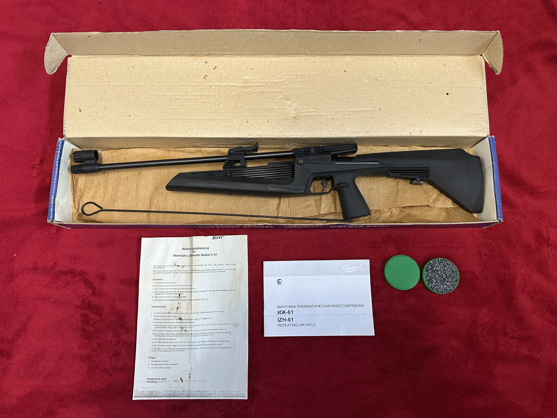 ==>Rarität aus Sammlung!Original russisches Baikal-Izmash IJ61-Cal.4.5 mm OVP wie neu aus Sammlung ! – Bild 2