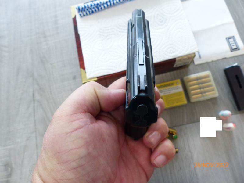 Hochwerige Reck P10 8mm mit goldenen Abzug, ungeschossen erste PTB 38-69, Beschuss 1971 m.Zubehör – image 4