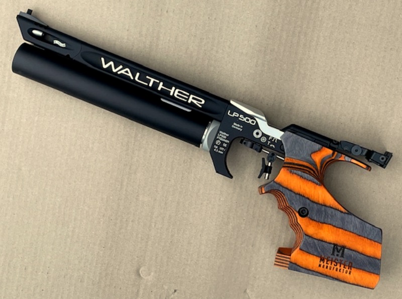 PRESSLUFTPISTOLE WALTHER LP500 EXPERT "ORANGE - GRIFF" - 1 X Alu-Kartusche – Bild 2