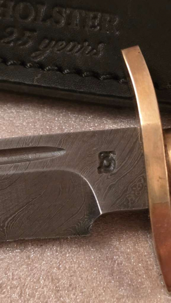 Russland Messer " Finka " Damastklinge, Hirschhorngriff , Lederscheide, NEU . – Bild 4