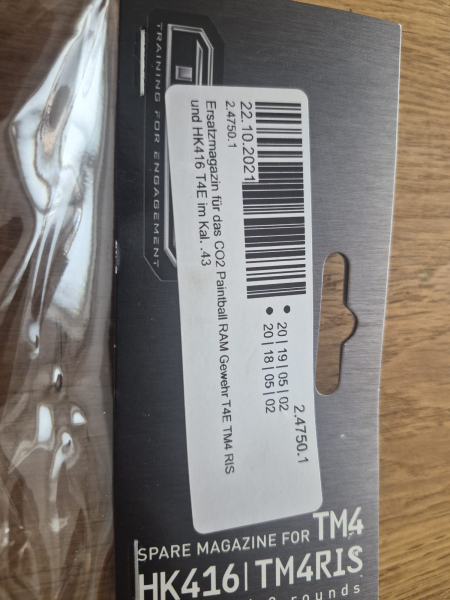 Ersatzmagazin für RAM HK416 T4E und T4E TM4 RIS für das Caliber .43 ORIGINALVERPACKT – kuva 2