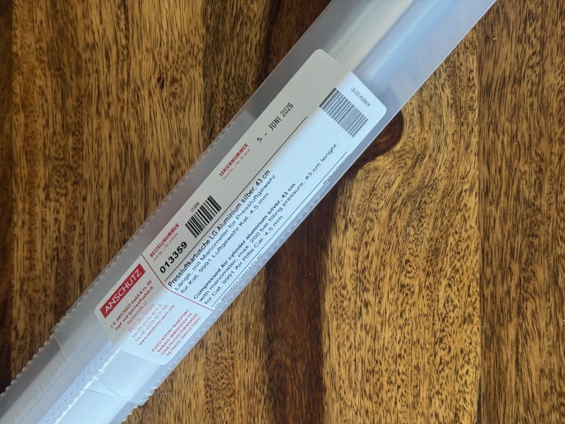 Anschütz Pressluftkartusche LG Alu 43cm Silber 200 Bar NEU – Bild 2