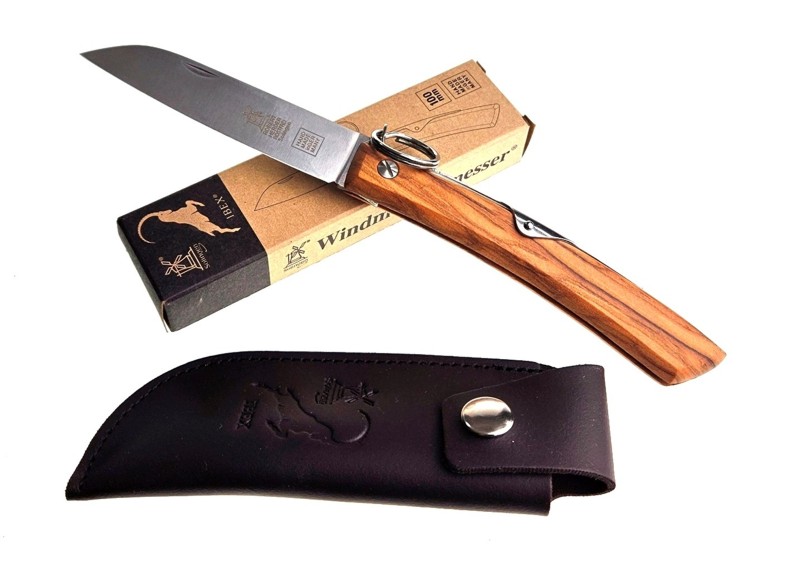 Taschenmesser, Windmühlenmesser, Olivenholz, Holster – Bild 2