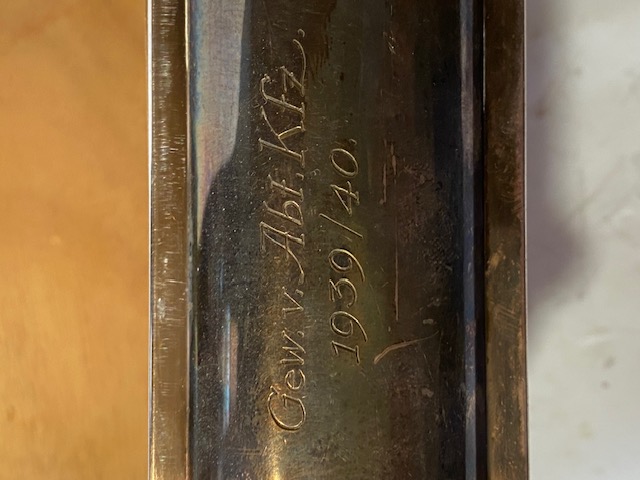 Dt.Reich Schatulle Etui WMF Infantrie KFZ Rgt.1939 No MG42 P08 Bajonett K98 – Bild 2